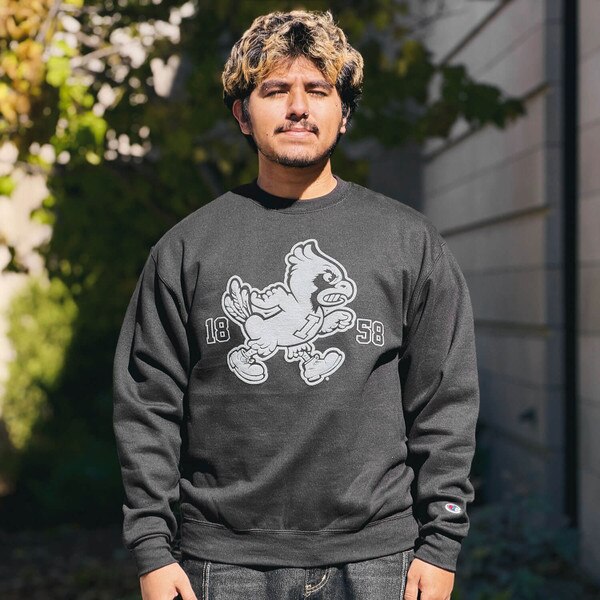 Champion Puff Ink Walking Cy Black Powerblend Crewneck Sweatshirt